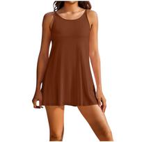Women Sleeveless Neck Mini Dress Casual Back Ruched Loose Fit Pullover Summer Sundress for Daily Wear L