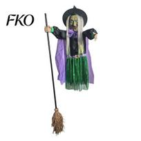 Animated Halloween Character 200cm Flying Witch Prop with Scary Sounds & Glowing Eyes, Creepy Props for Yard Garden Lawn, Haunted House Decoration