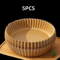 Specialus popierinis padėklas oro gruzdintuvėms, silikoninio aliejaus popieriaus padėklas, apskritas aliejaus siurbimo popierius, buitiniam kepimui tinkamas maistinis popierius 5pcs