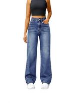 Women's Stretch Waist Straight Leg Flare Jeans Small pilka spalva