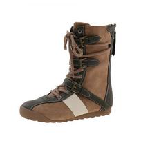 Thick Soled Contrasting Color Boxing Boots for Women,winter New Retro Lace Up Short Boots with Belt Buckle High Top Casual Boots 35