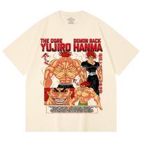230 Gsm 100% Cotton Baki V6 Yujiro Print Unisex Heavy Cotton T Shirt XS abrikosas