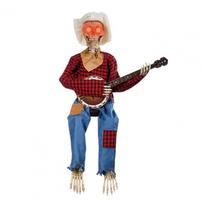 Halloween Animated Banjo Skeletons Fall Country Skeleton Musician Playing Banjo Figurine for Thanksgiving Autumn Harvest Decor XXL