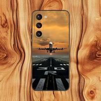 Airplane Airliner Plane Aircraft Phone Case For Samsung S 25,24,23,22,30,21,10,9,Ultra,Plus,Lite,FE,4,5 G Black Soft Case Samsung S235G