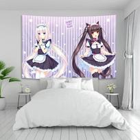 VIKAMA Anime Tapestry with Nekopara Chocola And Vanilla Neko Character Design for Anime Room and Bedroom Wall Decor 74x94cm(29x37in)