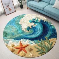 Ocean Themed Rug Sea Turtle Print Rug Round Rug Pictorial Rugs Underwater Bedroom Rug Living Room Rug Non Slip Rug Decoration 60cmx60cm