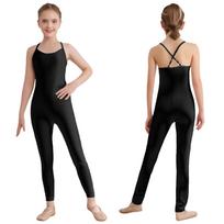 Kids Full Body Leotard Sleeveless Cross Back with Adjustable Thin Straps for Gymnastics Ballet Dance Training Performance 5-6 Years