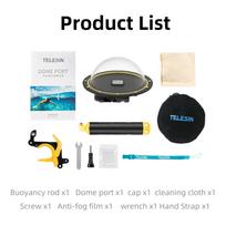 TELESIN 30M Waterproof 6'' Dome Port Underwater Housing Case With Floating Handle Trigger For GoPro Hero 13 12 11 10 9 For Hero 12 11 10 9