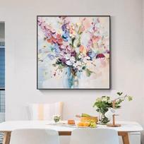 Modern Abstract Floral Wall Art for Living Room & Dining 30*30cm【Mirror Effect】Crystal Painting