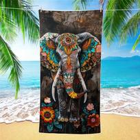 Cute Bohemian Elephant Beach Towel Quick Drying Yoga Travel Swimming Beach Towel Ultra-fine Fiber Large Sand Free Quick Drying 50X100cm &1pc