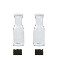 2 Piece 1000 ML Glass Pitcher Wide Mouth Cold Water Jug Household Milk Bottle  Breakfast White Lid