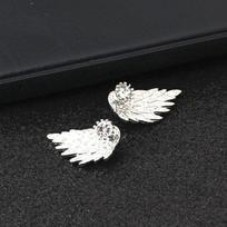 Pair of Ear Studs Punk Women's Cool Jewelry Angel Wings Rhinestone Drop Stud Earrings AVE