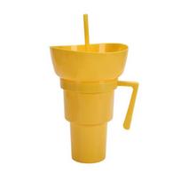 Yousheng Užkandžių ir gėrimų puodelis Daugkartinis spragėsių laikiklis su šiaudeliu Neištekantis 900 ml Stadiono puodelis filmams, kelionėms 900ML mėlyna