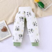 High Waist Baby Cotton Quilted Pants with Belly Protection – Mulberry Silk-Lined for Boys & Girls, Perfect for Autumn & Winter 80cm (Recommended Weight 17-21 lbs)