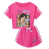 Kpop Witch Hunt Summer Boy Girls Cute Comfortable Soft Printed Half Body Short Sleeved Shorts Set 110