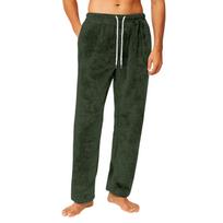 Men's Drawstring Pocket Flannel  Pants Homewear Sleep Pants L