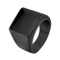 Vnox 14mm kvadratinis viršutinis antspaudinis žiedas vyrams berniukams, juodas nerūdijančio plieno su emaliuotu viršutiniu antspaudu piršto žiedas, punk paprastas vyriškas žiedas 7 black