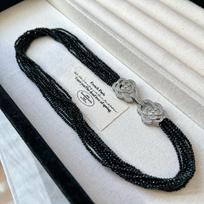 Vintage Lazy Four-Layer Black Spinel Necklace Female Rose Buckle Chinese Style Collarbone Chain