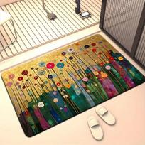 Gustav Klimt Floral Golden Design Non-Slip Floor Mat Washable Decorative Area Rug for Kitchen Hallway Party Home Decor 40x60cm