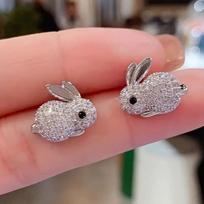 1Pair Cute Rabbit Stud Earrings for Women, Lovely Bunny Hypoallergenic Jewelry, Fashion Daily Wear Gift for Girls Teens