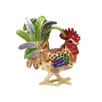 Crystal Embellished Rooster Container For Tabletop Decoration Jewelry Storage Case For Rings Earrings And Trinkets