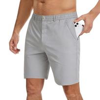 Mens Classic Fit Shorts with Zippered Pocket Waistband and Belt Loops for Everyday Wear XXXL