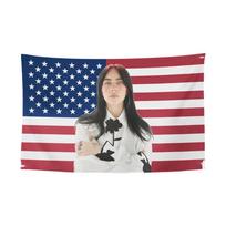 Billie Eilish Inspired Wall Art Tapestry Trendy Music Star Print Stylish Home Background Decor for Bedroom  Dorm 100X70CM blue
