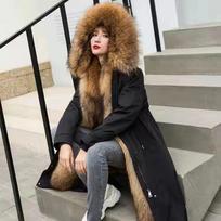 Žieminė striukė moteriška parka, stora, šilta, su kailio pamušalu, ilga parka moteriška, dirbtinis kailis, nusegamas dirbtinis kailis, paltas su gobtuvu, 5XL XL