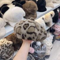 Ladies' Hats Leopard-print Faux Mink Beret for Women Autumn Winter Large Head Circumference Painter's Hat One size