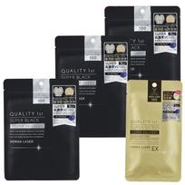 Quality 1st Derma Laser Super Black Mask Face Pack Sheet Mask Pore Cleansing Made in Japan Includes 1 EX Super VC sheet (3-pack) / (Vitamin C) /