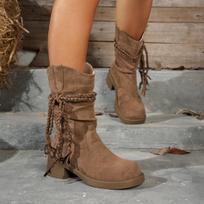 Women Ankle Boots Trend Retro Thick Heel Platform Shoes Women Slip on Baotou Comfortable Boots Botas De Mujer Zapatos De Mujer 35