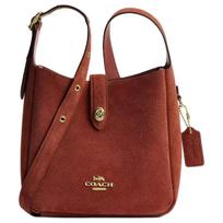 Coach Hadley 19 Auksinės raidės įspaustas užraktas Suede ir Pebble odos mini rankinė per petį Moteriška rankinė per petį Clay CDB00-IMCLZ Basic Set (Bag+Dust Bag) brown