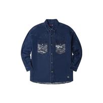 Printed Lapel Single-Breasted Loose Long Sleeve Denim Jacket Men jackets Dark-Blue LMT0043923HH00FA02679