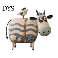 Rustic Farmhouse Shelf Decorations Creative Cow Sculpture with Bird, Resin Animal Figurine, Pastoral Statue, Gifts for Housewarming Artistic Tabletop B