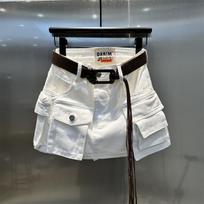Women's High Waist Denim Cargo Skirt A Line Fit Multi Pocket Mini Skirt Casual Streetwear Workwear Jean Skirt S