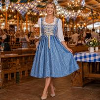 Moterų Oktoberfest kostiumo suknelės rinkinys festivalio vakarėliui L šviesiai mėlyna spalva