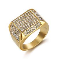 ring, trendy nightclub hip-hop ring, color-preserving gold-plated full diamond men's ring 7