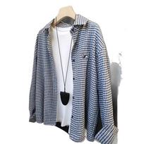 Plaid Shirt Women's Spring and Summer Retro Laid-back Style Loose Layering Versatile Long-sleeved Top M