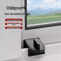 Adjustable Window and Sliding Door Restrictor Lock – No-drill Casement Stopper and Accessories Fixed Buckle Black [1 piece]
