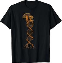 Mushroom DNA Mycology Shroom Hunter Fungi Foraging Mushrooms T-Shirt XL brown