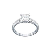 Swarovski Attract Square Cut Ring Women rings Silver Crystal 5032915 Box (Random Color),52 white