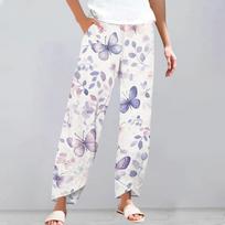 Pants For Women Summer Casual Wide Leg Elastic Waist Pants With Pockets XL