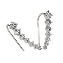 Women's Fashion Line Rhinestones Zircon Earrings Ear Hook Clip Stud Jewelry