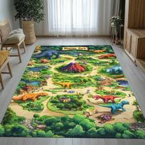 Dinosaur Park Volcano Rug – Non-Slip, Absorbent & Machine-Washable Dino Print Mat for Bathroom, Living Room or Outdoor Use 40x60cm