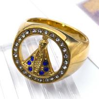 Our Lady of Aparecida Ring for Men Women Gold Color Stainless Steel Nossa Senhora Virgin Mary Finger Rings Jewelry R563S02 10 beige
