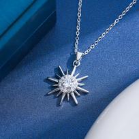 Gorgeous Cross Sunflower Full Diamond Necklace - Women's Versatile Titanium Steel Clavicle Chain