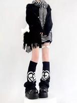 Y2K Black & White Wide-Leg Slouch Socks: Millennium Hot Girl Autumn/Winter Calf Flare Warmers