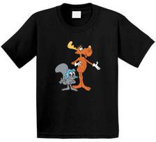 Rocky And Bullwinkle Retro Cartoon Character T Shirt, Size S-5XL S įvairiaspalvis