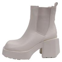 Four Seasons Block Heel Platform Single Boots Women's Square Toe Side Zip Anti-Slip Wear-Resistant Short Shoes 35
