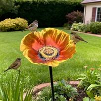 Flower Shape Bird Bath Stake Weather Resistant Bird Drinking Station Animals Drinking Cup  Balcony